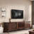 Farmhouse Tv Stand With Drop-down Storage Cabinet, Sliding Doors And Textured Natural Wood Grain 