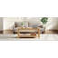 Table basse de coin en bois avec tablette de rangement Arc