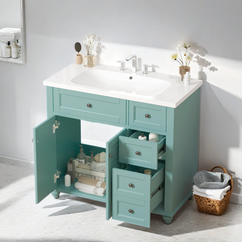 Meuble-lavabo simple 36 po avec plateau en résine Arnott
