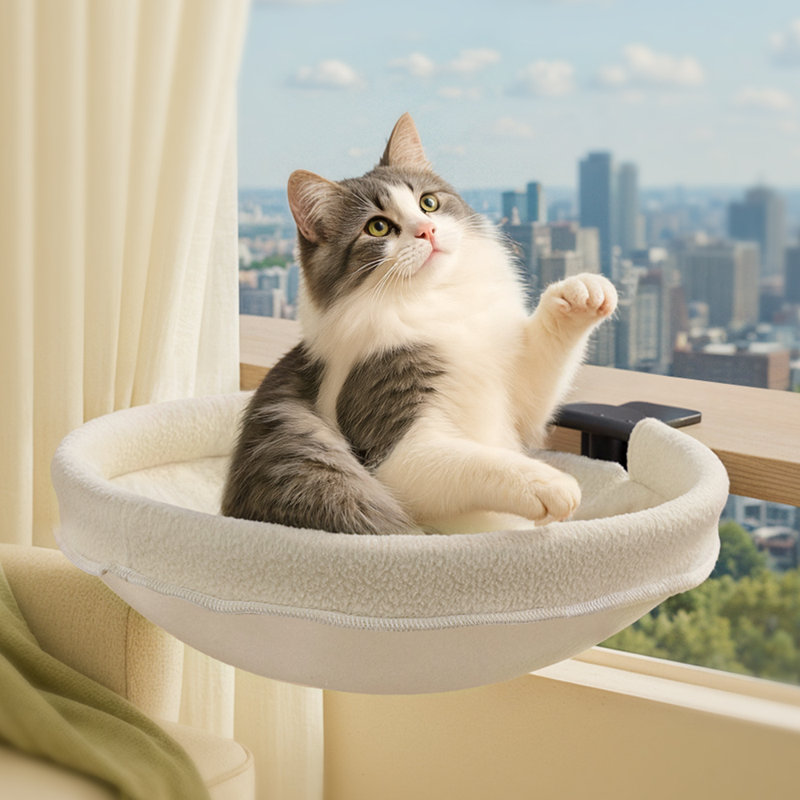 Lit pour chat, bureau pour animal avec rotation à 360 °, lit pour chat intérieur douillet et confortable