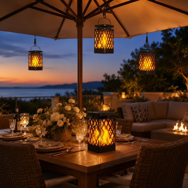 Solar Hanging Flame Lanterns, Realistic Flickering LED Flame Effect, Waterproof Vintage Outdoor Patio & Garden Lights, Auto Dusk to Dawn Sensor