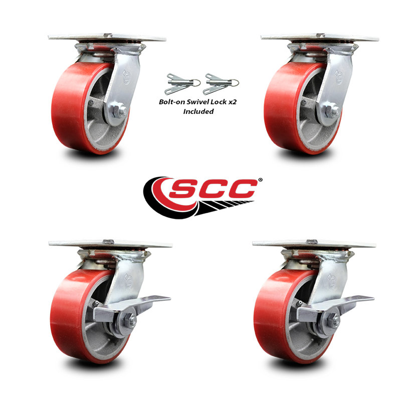 Swivel Casters, Red