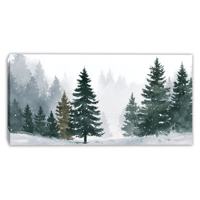 Snowfall Evergreen Hills Wrapped Canvas Wall Art
