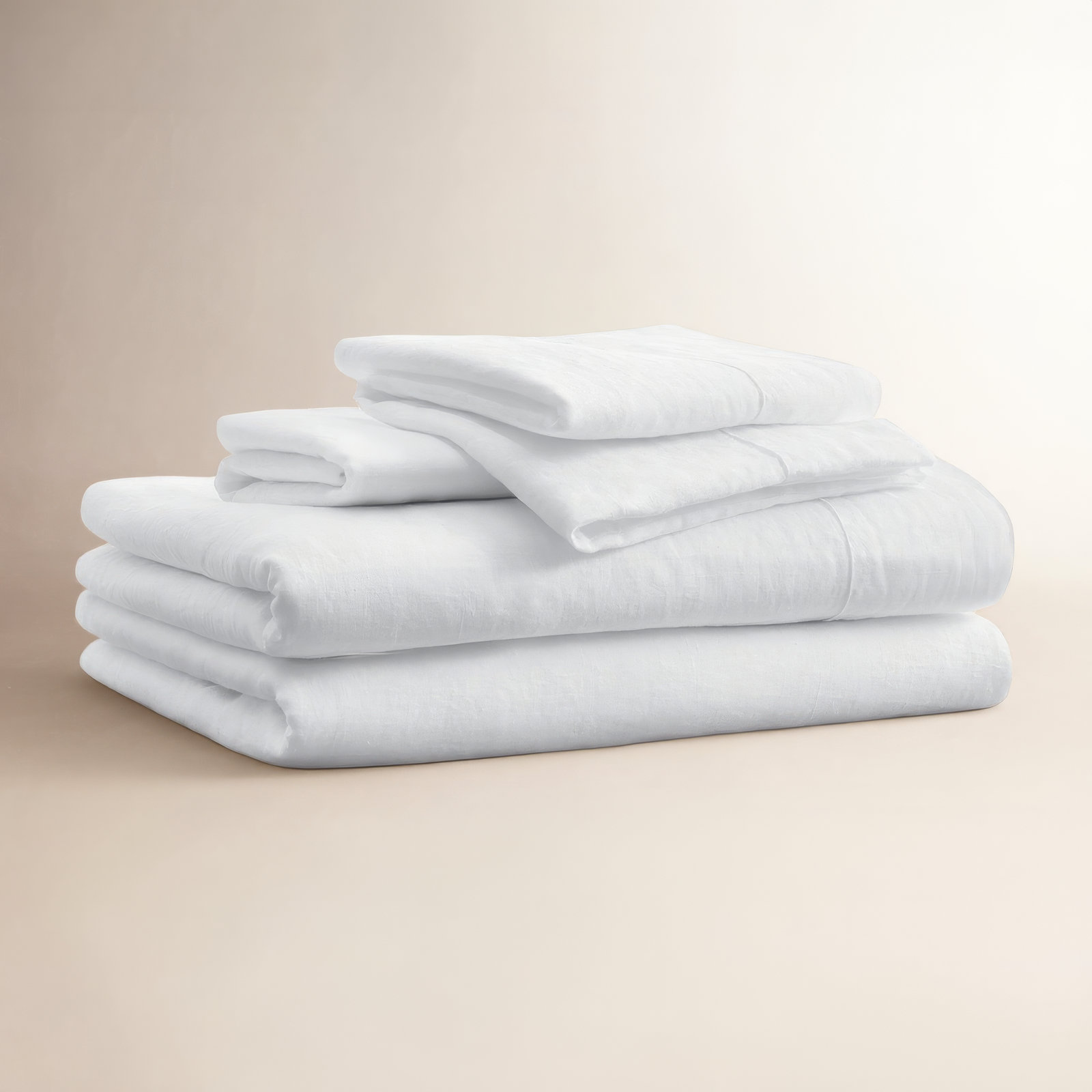 100% Linen Sheet Set, White, King Sheet Set + 2 Pillowcases