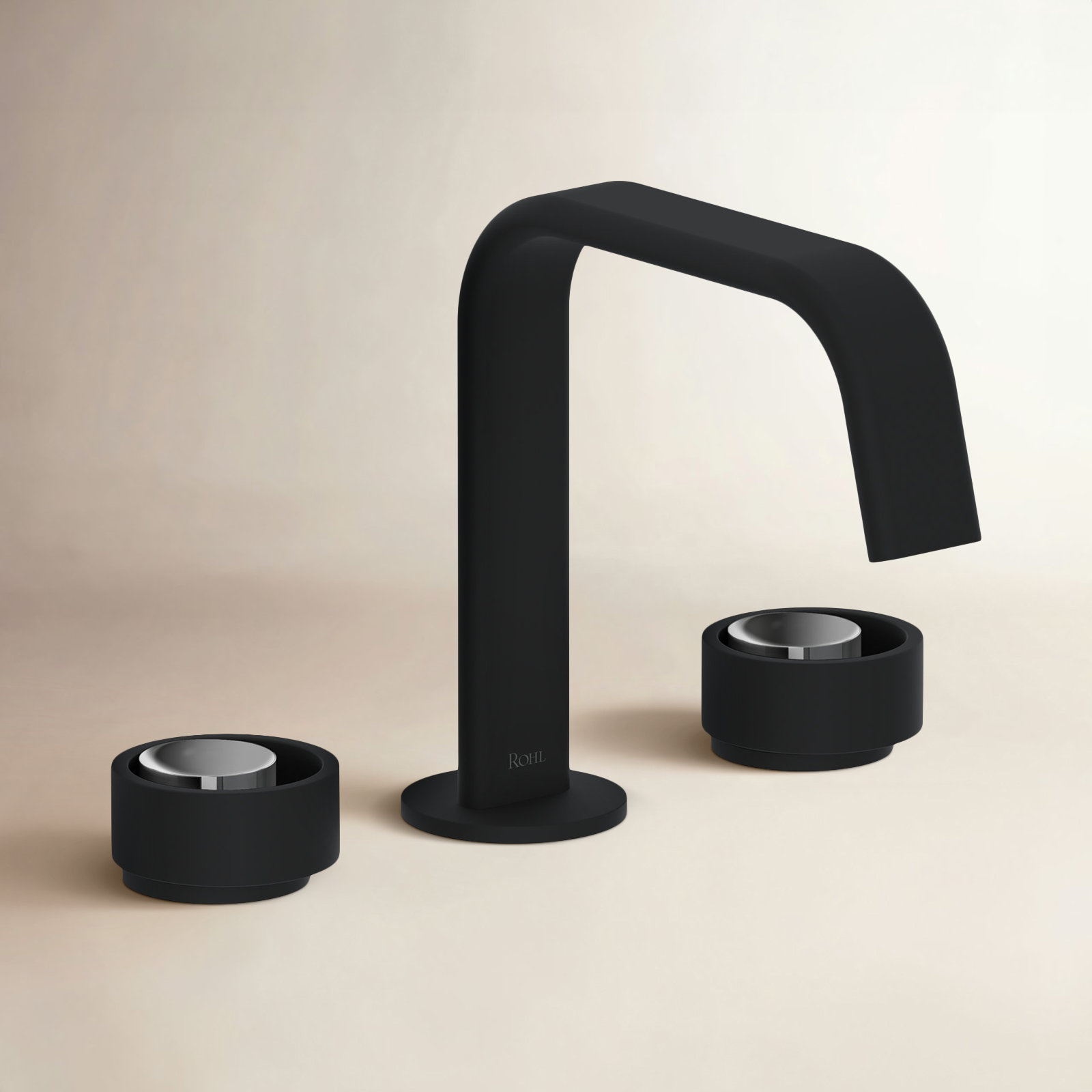 Eclissi Widespread Lavatory Faucet With U-Spout, Matte Black/Polished Chrome