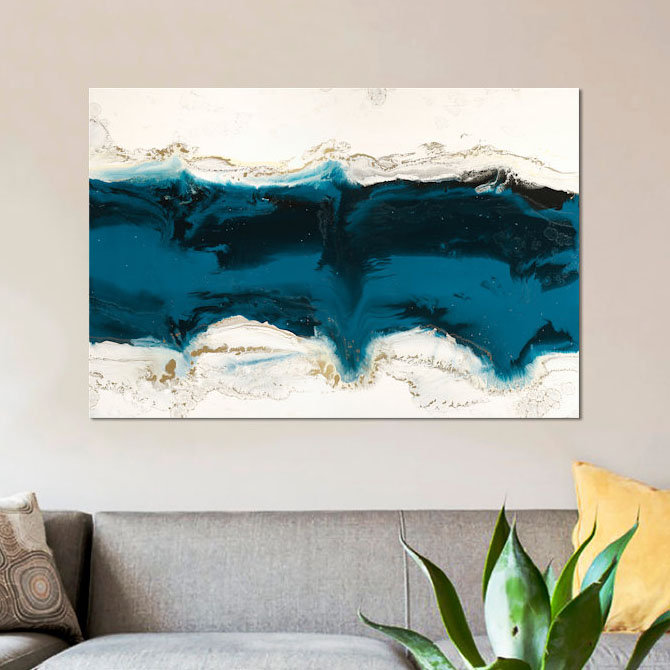 « liquid ice », reproduction d’art sur toile, H 26 po x l 40 po x P 1,5 po, Toile tendue
