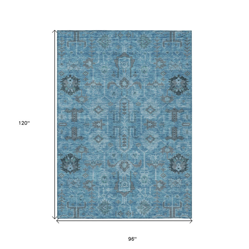 Tapis intérieur lavable extérieur bleu ciel et gris 8 pi x 10 pi