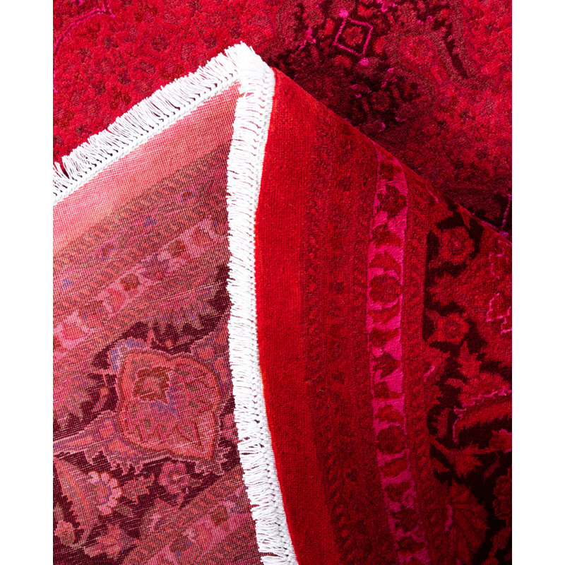 Overdyed Hand-Knotted Wool Modern-Contemporary Red Area Rug 8' 4" x 8' 5"
