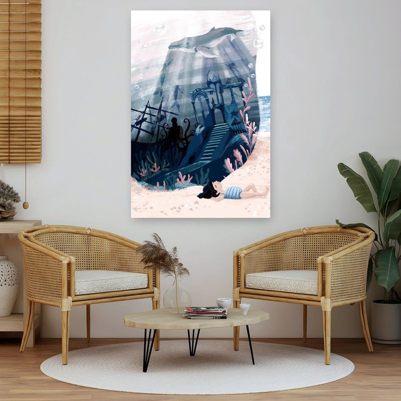 Affiche murale abstraite sans titre représentant une baleine côtière, H 60 po x l 40 po