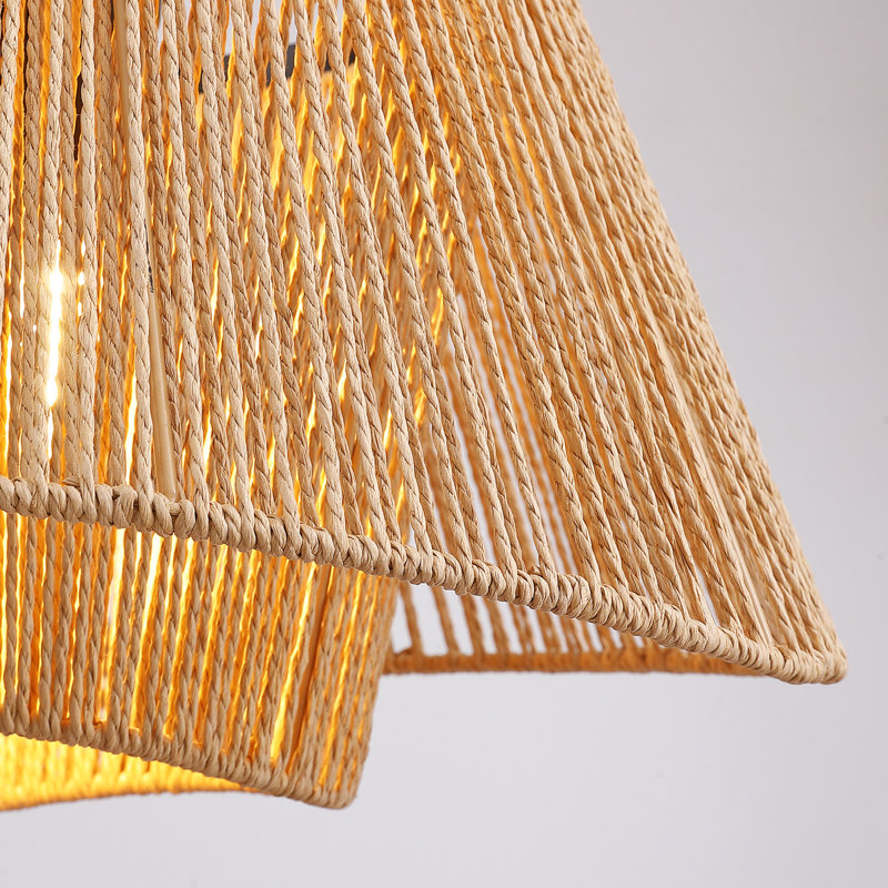 4-Light Boho Farmhouse Ratten Pandent Light