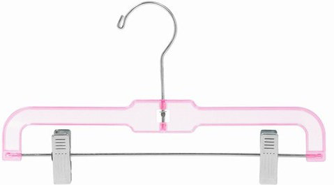 Cintre pour enfant en plastique avec pinces pour jupe / pantalons, Rose