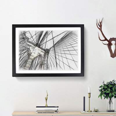 The Brooklyn Bridge in New York City in Abstract - Picture Frame Drawing Print