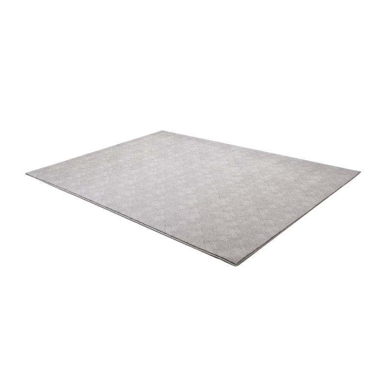 Tapis gris abstrait en polypropylène fabriqué au métier mécanique Hudak, Rectangle 7 pi 10 po x 10 pi 10 po