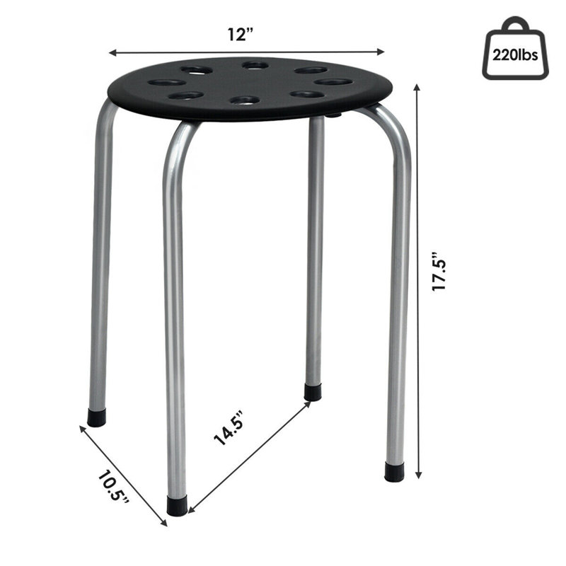 Chaise empilable sans accoudoirs, Noir, Argent