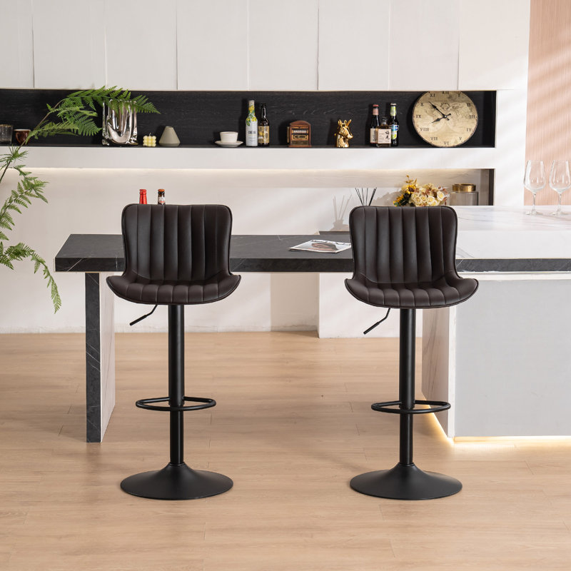 Tabourets de bar pivotants à hauteur réglable Denan, tabourets de bar modernes en similicuir, tabouret de comptoir rembourré