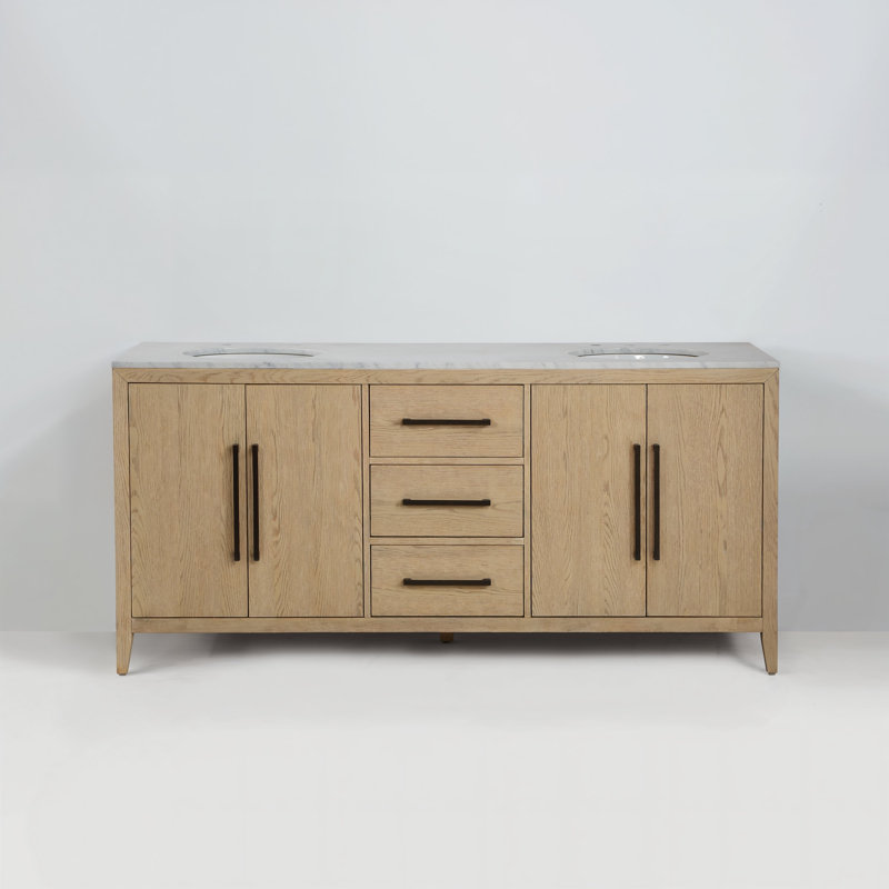 60" Undermount Double Bathroom Vanity Set, Wire Brushed Dark Oak, 72"