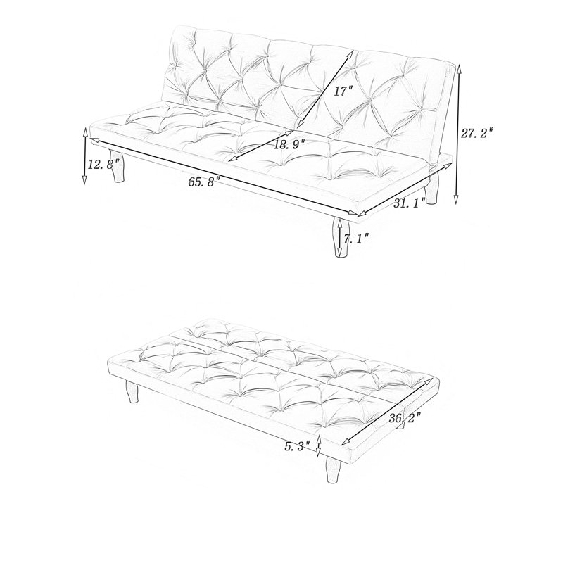 Canapé-lit de futon réglable avec éponge haute densité, Noir