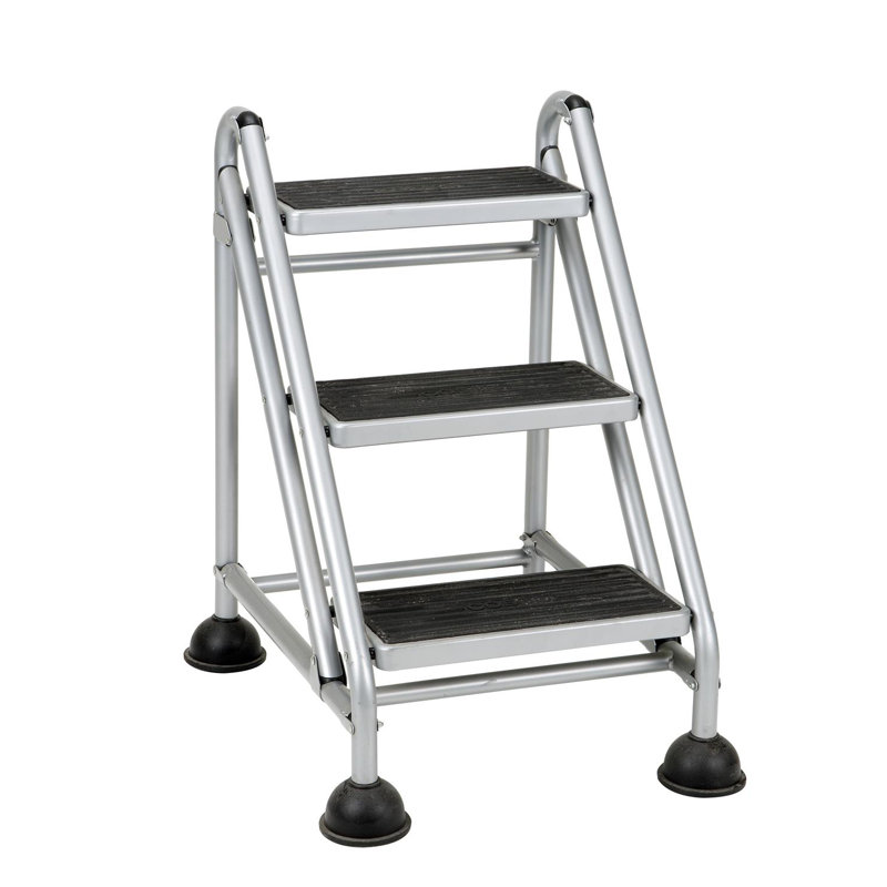 Cosco Platinum & Black 3-Step Rolling Step Stool with Secure Tread