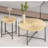 Radial Pattern 2Piece Coffee And End Table Set – Waterproof MDF With PVC Cover, Distressed Cylindrical Design, Black Metal Legs – Classic Rustic Charm, Technical Wood-124922128