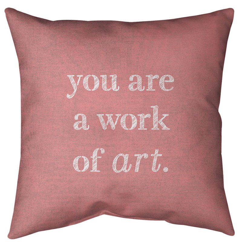 Oreiller de plancher Work of Art, H 36 po x l 36 po, Rouge/blanc