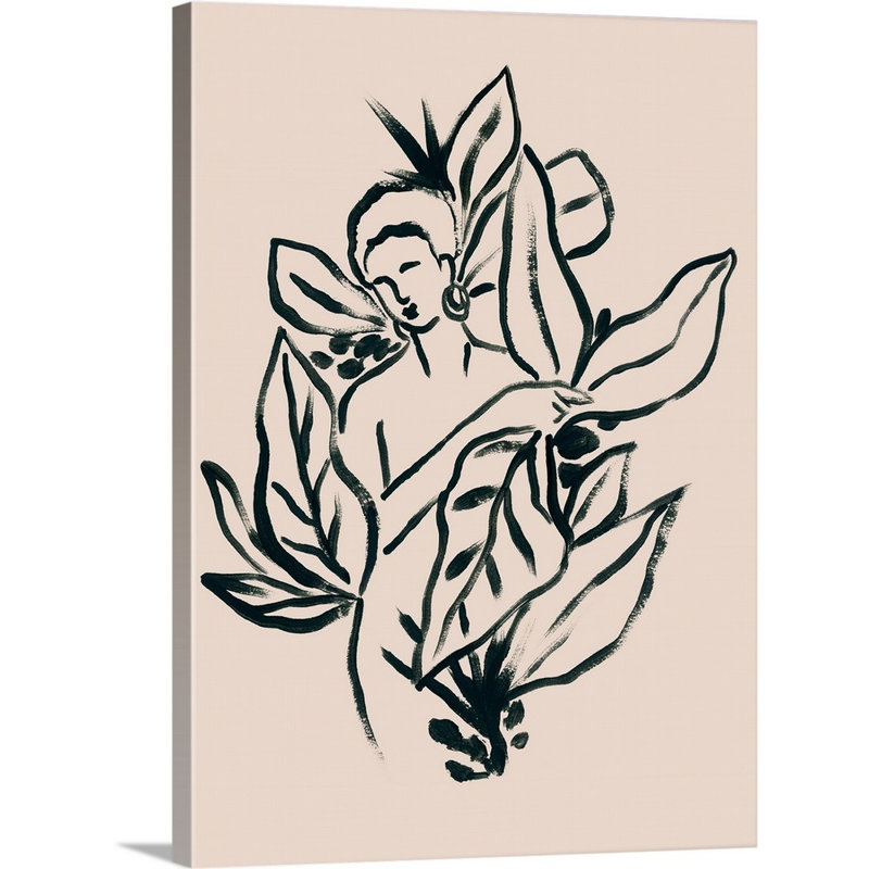 Foliage figure II, art mural sur toile, Toile tendue, H 40 po x l 30 po