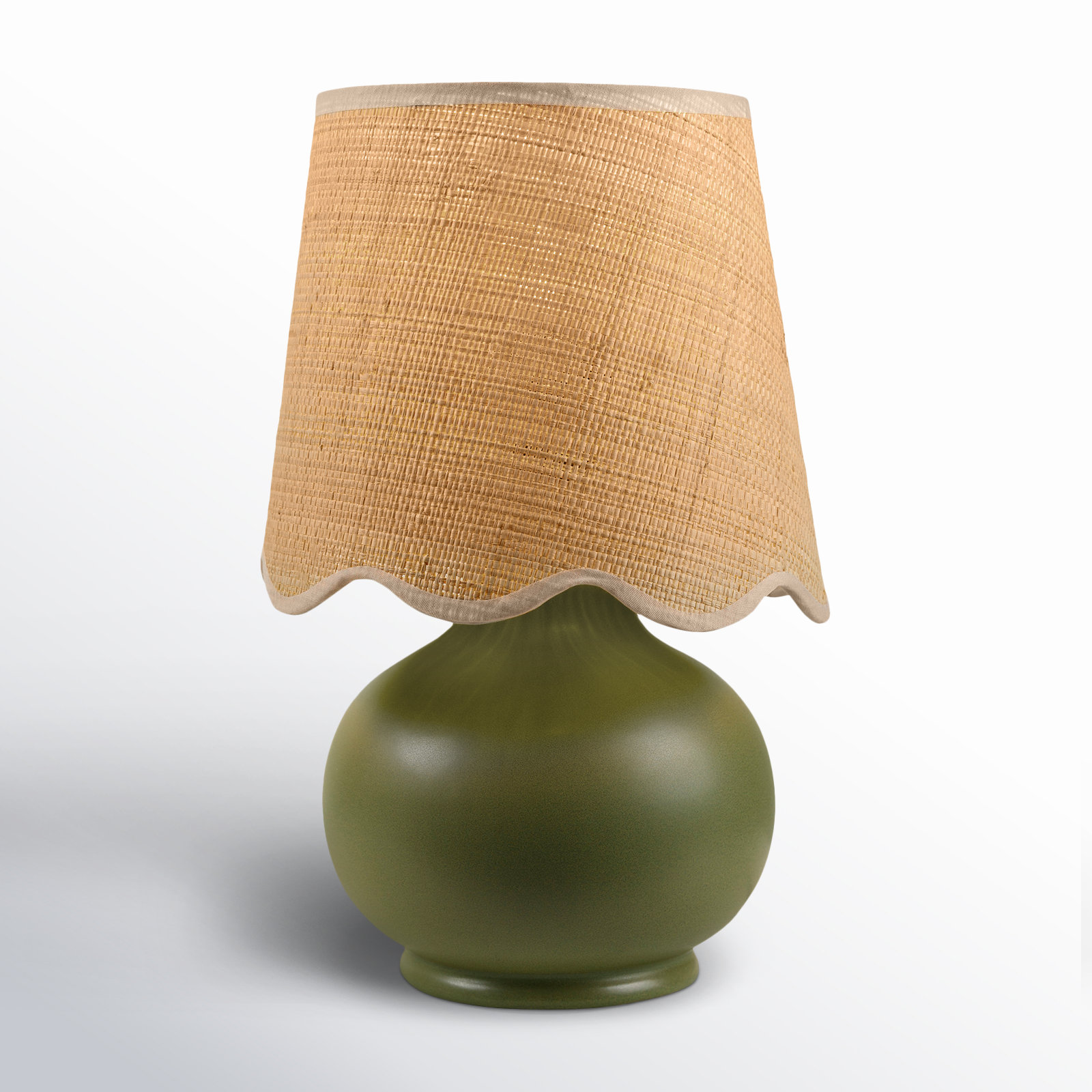 Momsen Scallop Shade Lamp, Khaki, 13"" H x 8"" W x 8"" D, Natural