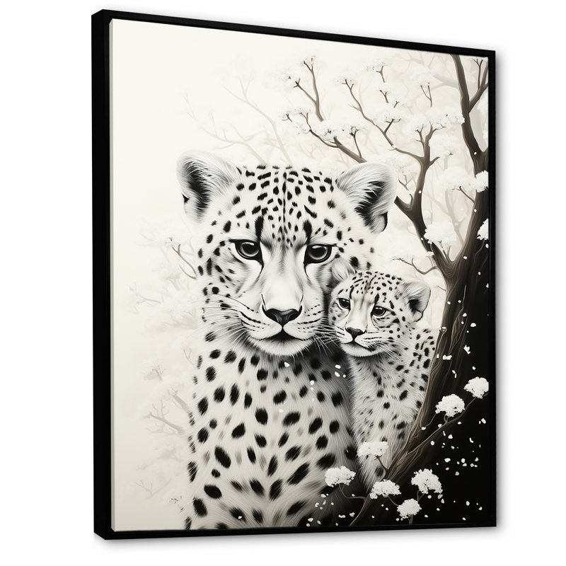 «Tiger Harmony» en monochrome - impression, H 32 po x l 16 po x P 1 po, Cadre flottant noir