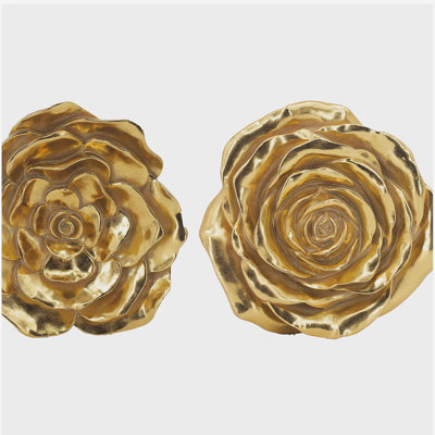 S/2 Gold Rose Hanging Wall Accents