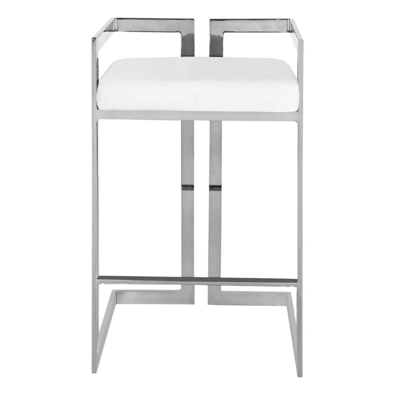 Upholstered Counter Stool with Metal Frame, Silver