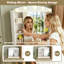 Small Vanity Desk With Mirror And Lights, Big-Capacity Storage And Sliding Mirror, Vanity Set With Two Fluted Drawers, 3 Lighting Colours Makeup Dressing Table(White)