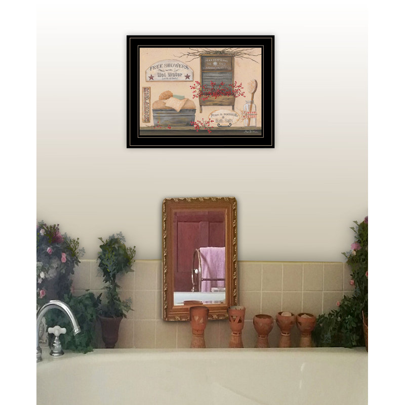 «Free Showers» par Pam Britton - Reproduction d'art sur papier encadrée, Cadre noir