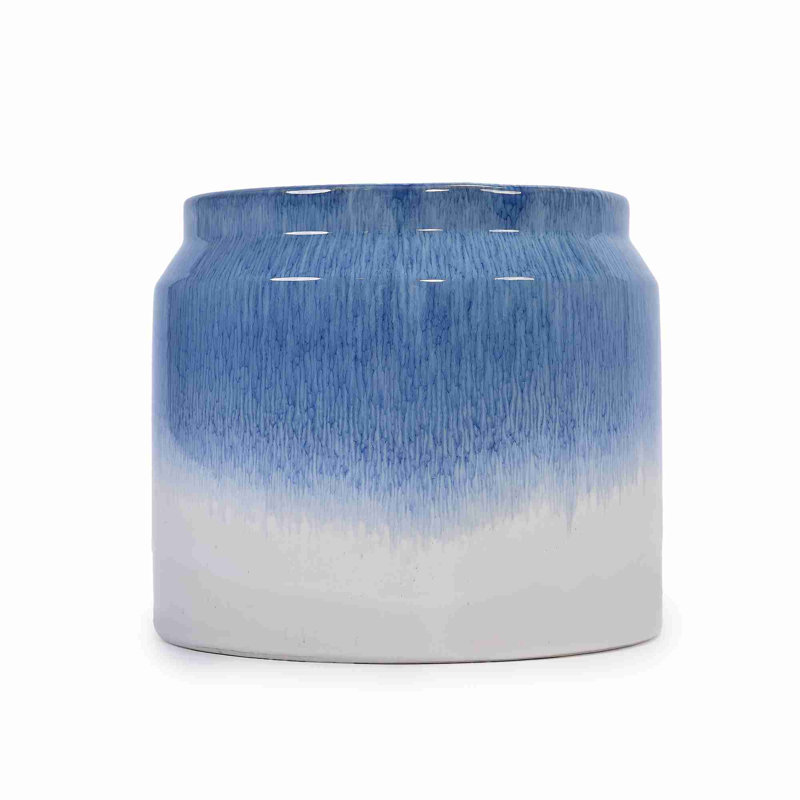 High-quality ceramic flower pots, White/Blue