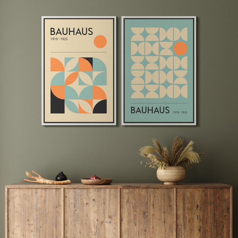Reproduction d'art classique classique bleu sarcelle abstrait Mid-Century, H 36 po x l 48 po x P 1,5 po, Blanc
