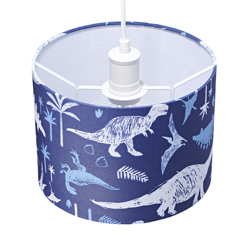 18 cm H Drum Cotton Lamp Shade ( Screw On ) in Blue