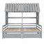 Lit plateforme simple avec deux tiroirs pour lits partagés pour garçon et fille, combinaison de 2 lits simples côte à côte, gris