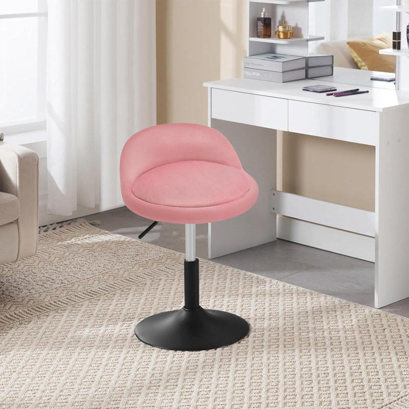 Calio Upholstered Adjustable Height Counter Stool with Metal Frame, Antique Pink/Pink