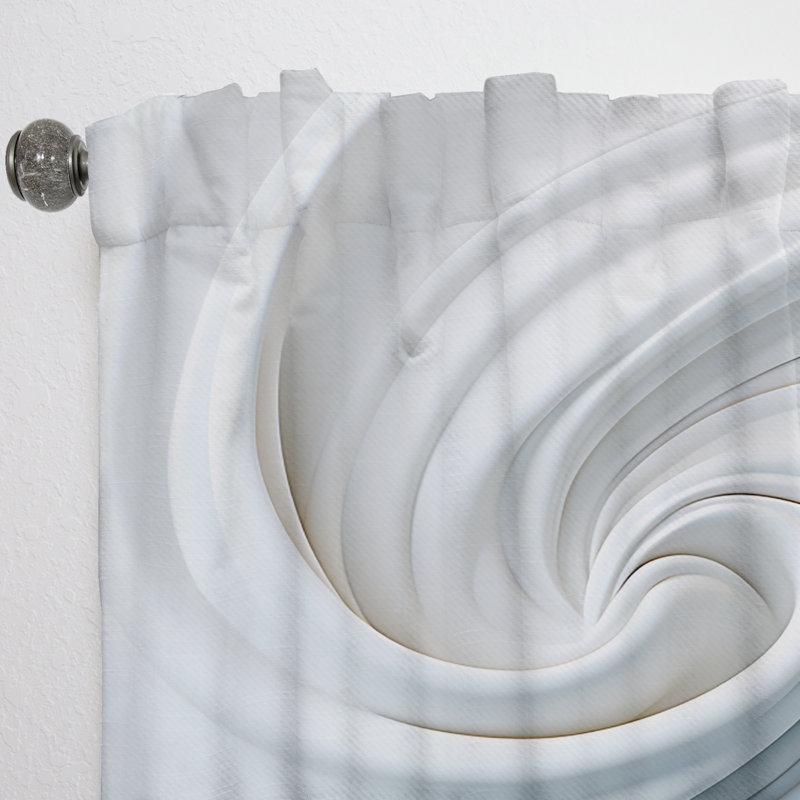 Carmello White, Blue Zen Zephyr Spiral II - Modern Curtain - Velvet Room Darkening - 1 Panel, 52" W x 90" L