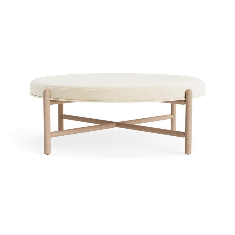 Vane 48" Round Ottoman, Cream, Oak