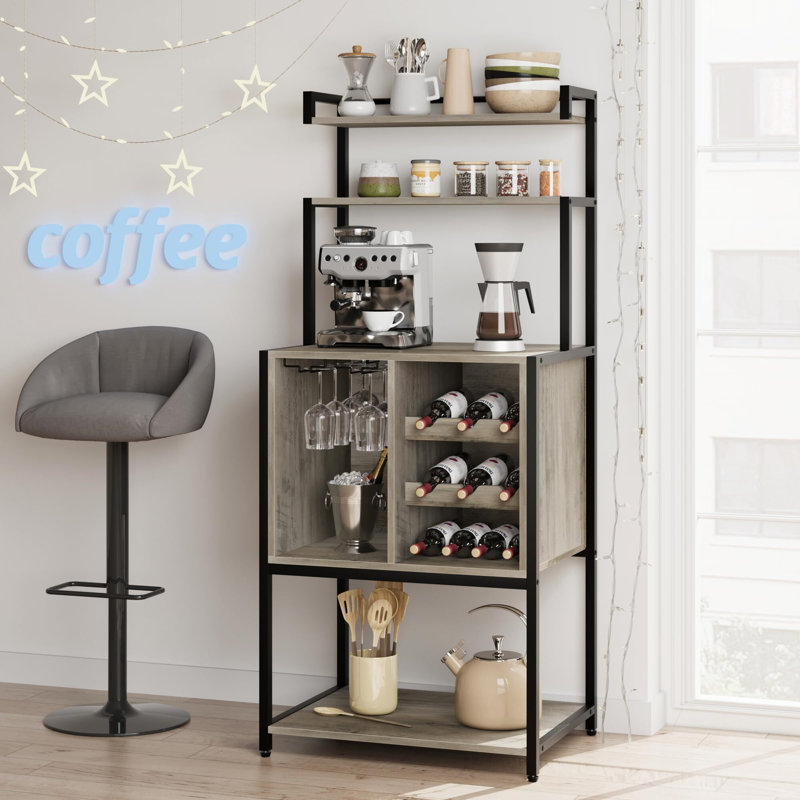 Armoire à vin, Noir / gris, gris