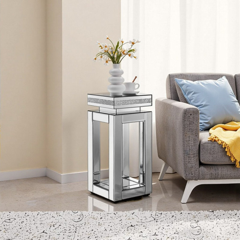 Table d'appoint à miroir à 2 niveaux Glam