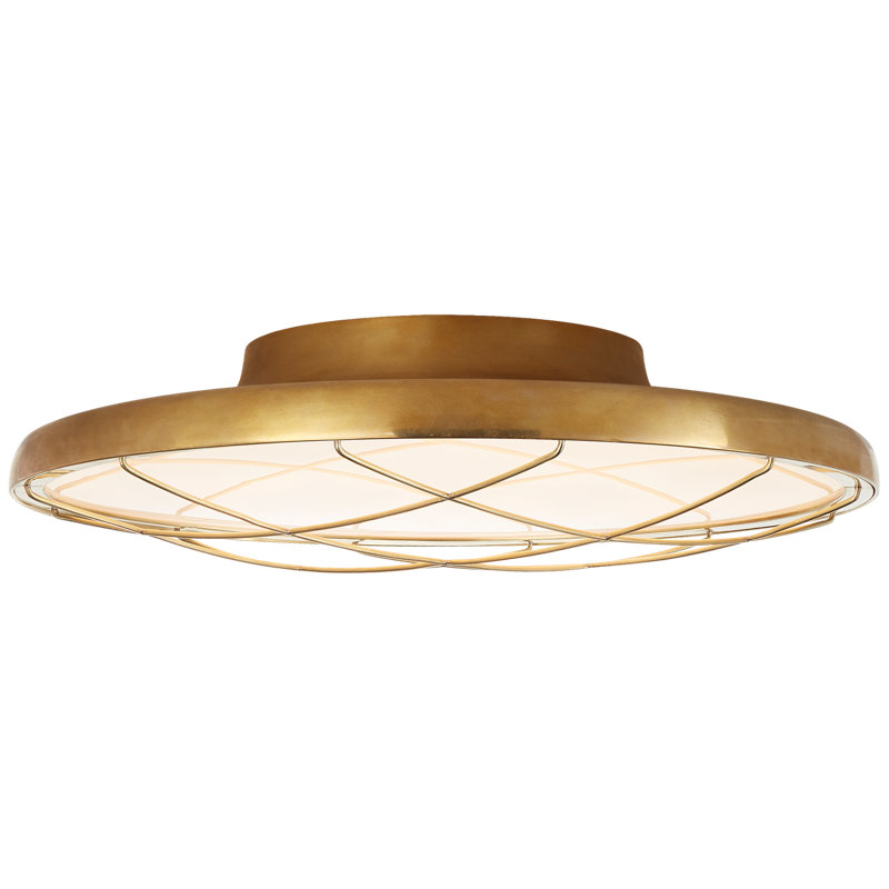 Peter Bristol Dot Caged Flush Mount, Natural Brass, 4.5" H x 16.5" W x 16.5" D