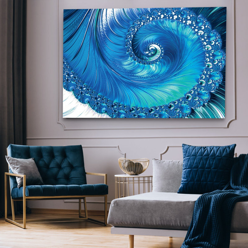 Art mural moderne abstrait bleu en acrylique, H 47 po x l 32 po