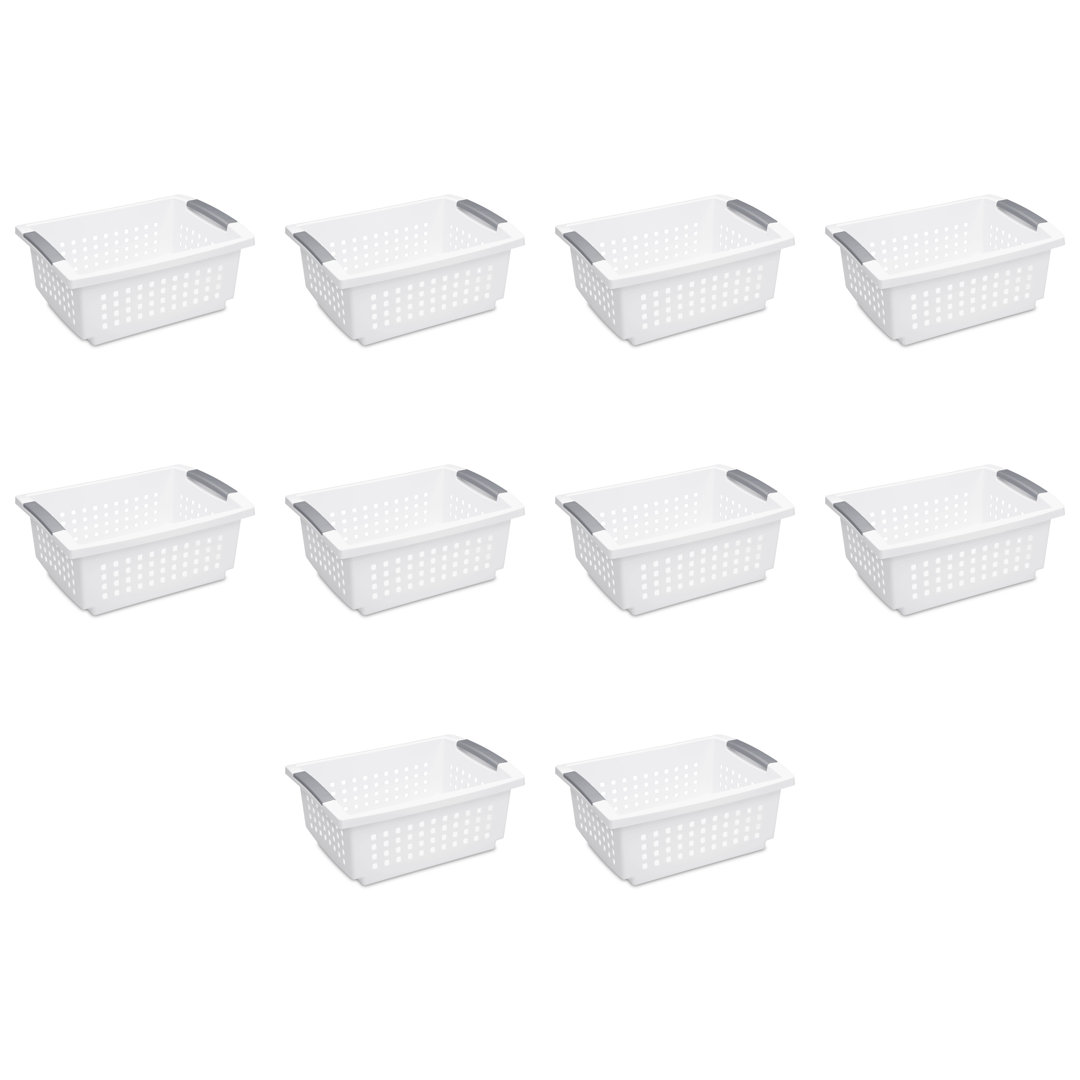Sterilite Small Stacking Basket, Stack Storage Bins, Organize Closets, Pantry, Bathroom or Classroom (Set of 10) Sterilite