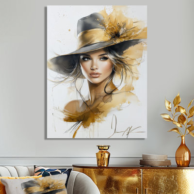 «Glam Fashion Woman Portrait In Autumn II», décor métallique
