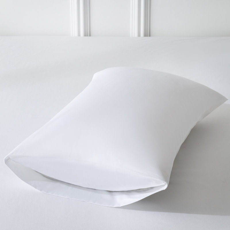 Taies d'oreiller en satin de coton 400 fils, 20 x 30 po, ensemble de 2, Bleu marine/blanc