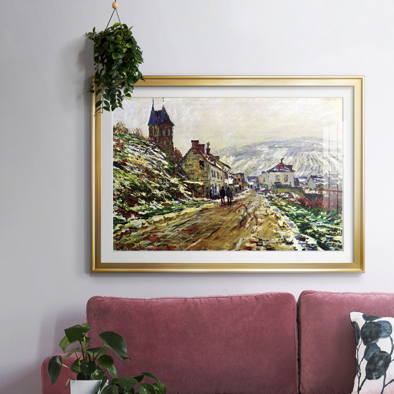 Monet, impression sur papier encadrée, Or, H 27 po x l 39 po x P 1,5 po