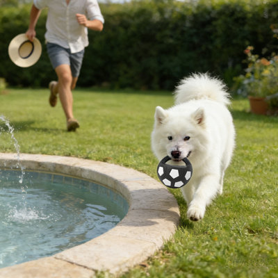 Interactive Dog Football Toy with Handle, Durable TPR Chew Ball for Fetch & Tug-of-War