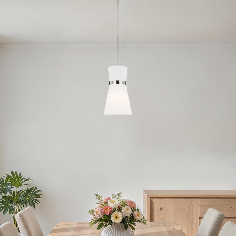 Ayyaan 1 - Light Single Pendant, Brushed Nickel, Brushed Nickel/White