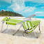 Chaise de plage en aluminium avec revêtement en polyester 600D, siège surélevé et dossier réglable en 5 positions, idéale pour le camping, finition verte.