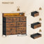 Chest of Drawers Bedroom, 9 Fabirc Chest of Drawers with 2 Sockets, 2 USB Ports and LED Strips, Bedroom Storage Drawers with Wood Top and Steel Frame for Bedroom Living Room-781948010